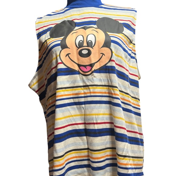 Disney Mickey Mouse Striped Y2K Style Sleeveless Tank Mock Neck Turtleneck Sz 1X - Picture 1 of 15
